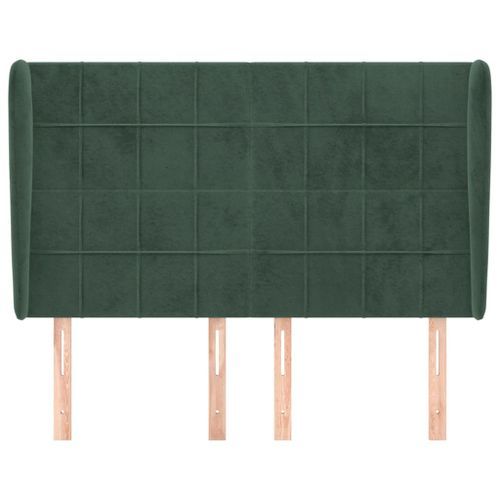 Tête de lit avec oreilles Vert foncé 147x23x118/128 cm Velours - Photo n°3; ?>