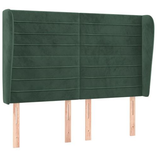 Tête de lit avec oreilles Vert foncé 147x23x118/128 cm Velours - Photo n°2; ?>