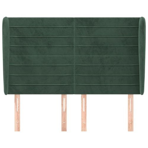 Tête de lit avec oreilles Vert foncé 147x23x118/128 cm Velours - Photo n°3; ?>