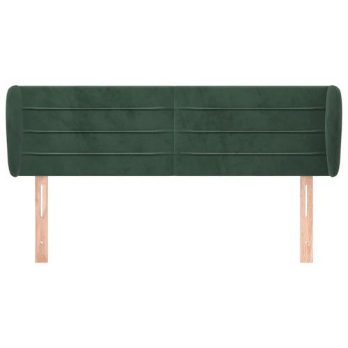 Tête de lit avec oreilles Vert foncé 147x23x78/88 cm Velours - Photo n°3; ?>