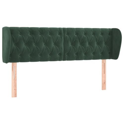 Tête de lit avec oreilles Vert foncé 147x23x78/88 cm Velours - Photo n°2; ?>