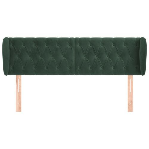 Tête de lit avec oreilles Vert foncé 147x23x78/88 cm Velours - Photo n°3; ?>