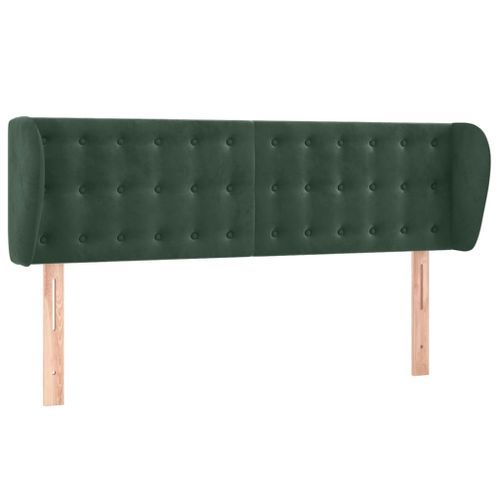 Tête de lit avec oreilles Vert foncé 147x23x78/88 cm Velours - Photo n°2; ?>