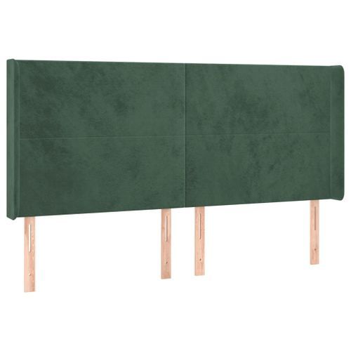 Tête de lit avec oreilles Vert foncé 163x16x118/128 cm Velours - Photo n°2; ?>