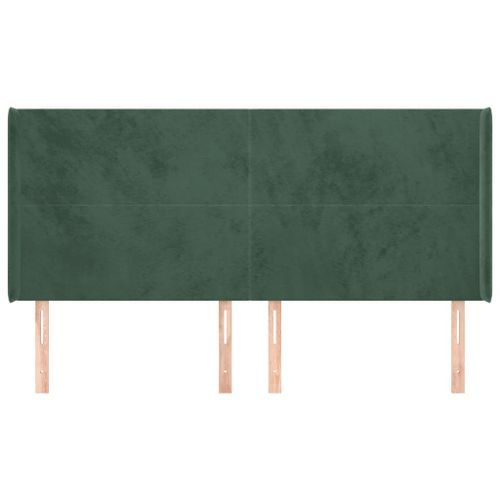 Tête de lit avec oreilles Vert foncé 163x16x118/128 cm Velours - Photo n°3; ?>