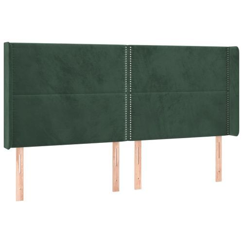 Tête de lit avec oreilles Vert foncé 163x16x118/128 cm Velours - Photo n°2; ?>