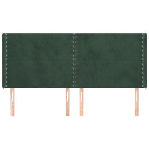 Tête de lit avec oreilles Vert foncé 163x16x118/128 cm Velours - Photo n°3; ?>