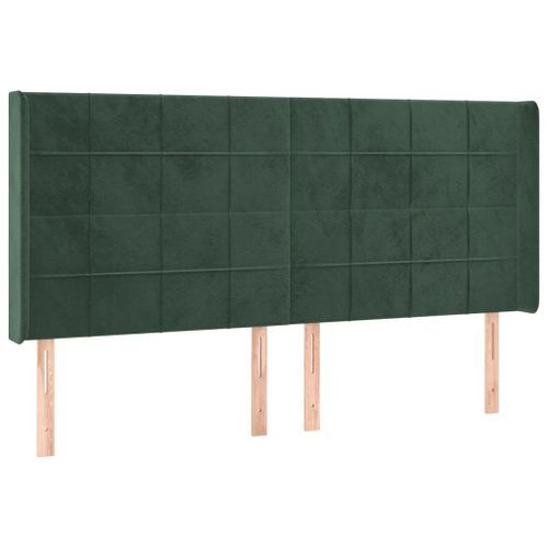 Tête de lit avec oreilles Vert foncé 163x16x118/128 cm Velours - Photo n°2; ?>