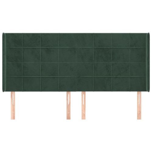 Tête de lit avec oreilles Vert foncé 163x16x118/128 cm Velours - Photo n°3; ?>