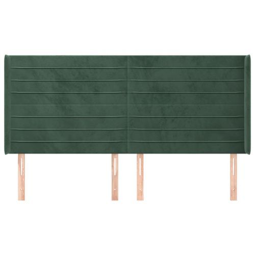 Tête de lit avec oreilles Vert foncé 163x16x118/128 cm Velours - Photo n°3; ?>