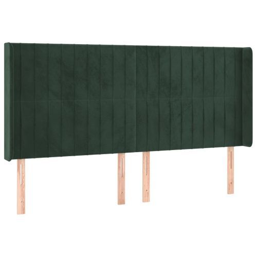 Tête de lit avec oreilles Vert foncé 163x16x118/128 cm Velours - Photo n°2; ?>