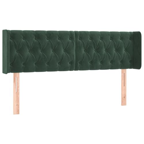 Tête de lit avec oreilles Vert foncé 163x16x78/88 cm Velours - Photo n°2; ?>