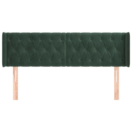 Tête de lit avec oreilles Vert foncé 163x16x78/88 cm Velours - Photo n°3; ?>