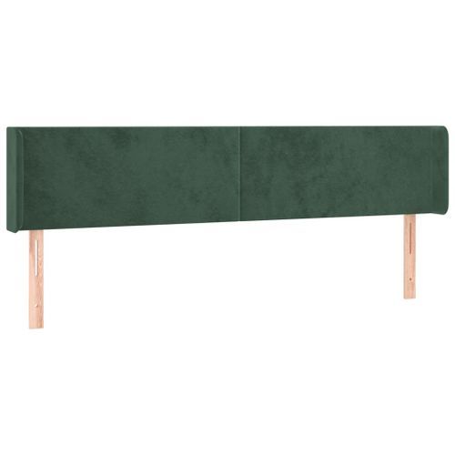 Tête de lit avec oreilles Vert foncé 163x16x78/88 cm Velours - Photo n°2; ?>