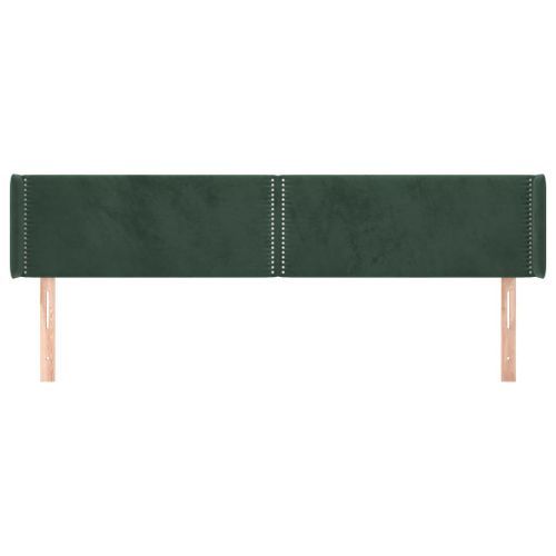 Tête de lit avec oreilles Vert foncé 163x16x78/88 cm Velours - Photo n°3; ?>