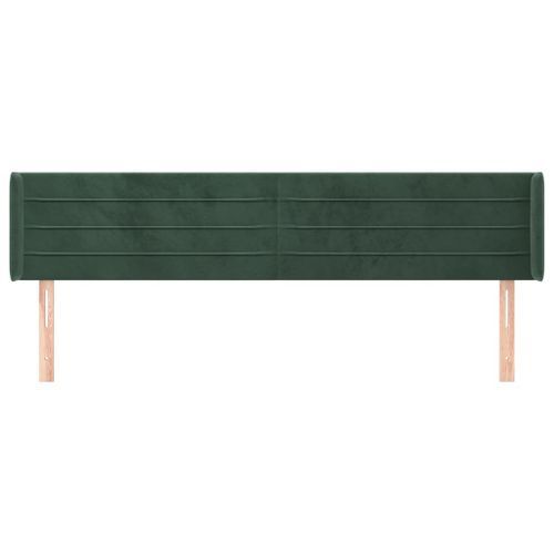 Tête de lit avec oreilles Vert foncé 163x16x78/88 cm Velours - Photo n°3; ?>