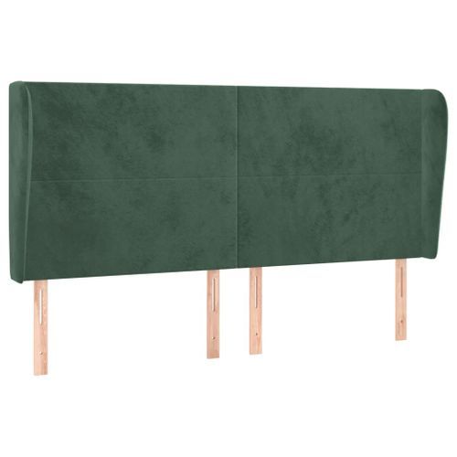 Tête de lit avec oreilles Vert foncé 163x23x118/128 cm Velours - Photo n°2; ?>