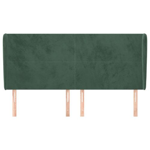 Tête de lit avec oreilles Vert foncé 163x23x118/128 cm Velours - Photo n°3; ?>