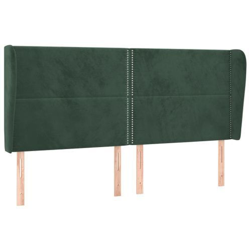 Tête de lit avec oreilles Vert foncé 163x23x118/128 cm Velours - Photo n°2; ?>