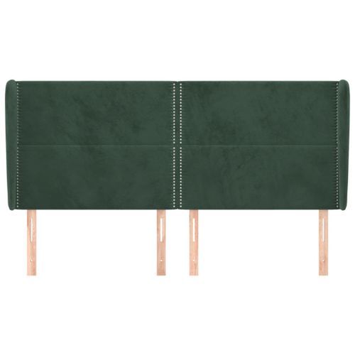 Tête de lit avec oreilles Vert foncé 163x23x118/128 cm Velours - Photo n°3; ?>