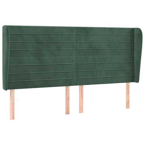 Tête de lit avec oreilles Vert foncé 163x23x118/128 cm Velours - Photo n°2; ?>