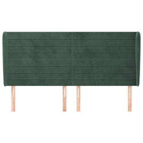 Tête de lit avec oreilles Vert foncé 163x23x118/128 cm Velours - Photo n°3; ?>