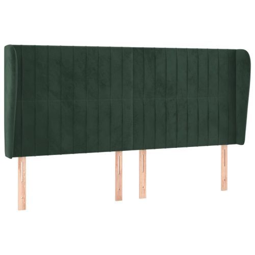 Tête de lit avec oreilles Vert foncé 163x23x118/128 cm Velours - Photo n°2; ?>