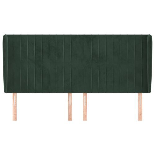 Tête de lit avec oreilles Vert foncé 163x23x118/128 cm Velours - Photo n°3; ?>