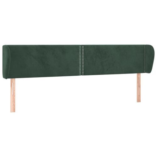 Tête de lit avec oreilles Vert foncé 163x23x78/88 cm Velours - Photo n°2; ?>