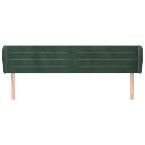 Tête de lit avec oreilles Vert foncé 163x23x78/88 cm Velours - Photo n°3; ?>