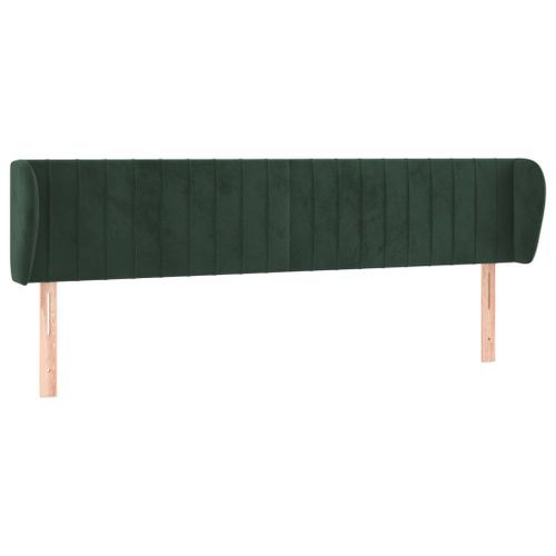 Tête de lit avec oreilles Vert foncé 163x23x78/88 cm Velours - Photo n°2; ?>