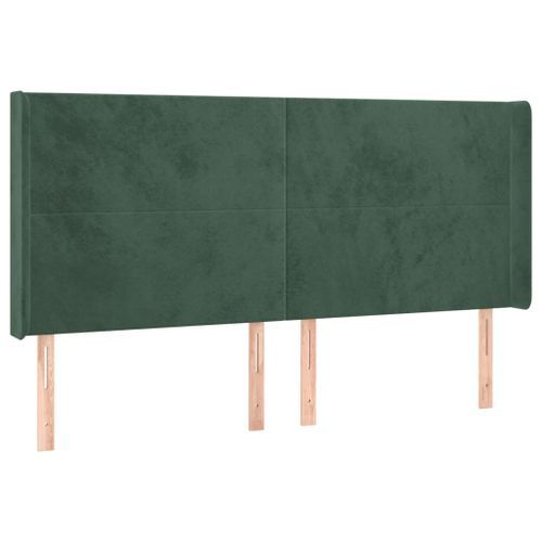 Tête de lit avec oreilles Vert foncé 183x16x118/128 cm Velours - Photo n°2; ?>