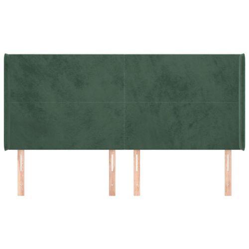 Tête de lit avec oreilles Vert foncé 183x16x118/128 cm Velours - Photo n°3; ?>