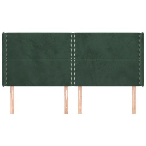 Tête de lit avec oreilles Vert foncé 183x16x118/128 cm Velours - Photo n°3; ?>