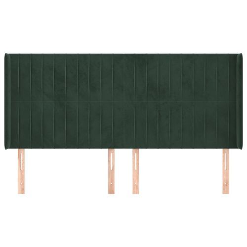 Tête de lit avec oreilles Vert foncé 183x16x118/128 cm Velours - Photo n°3; ?>