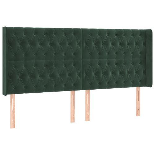 Tête de lit avec oreilles Vert foncé 183x16x118/128 cm Velours - Photo n°2; ?>