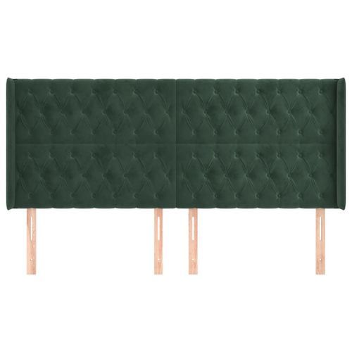 Tête de lit avec oreilles Vert foncé 183x16x118/128 cm Velours - Photo n°3; ?>