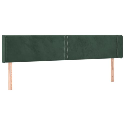 Tête de lit avec oreilles Vert foncé 183x16x78/88 cm Velours - Photo n°2; ?>