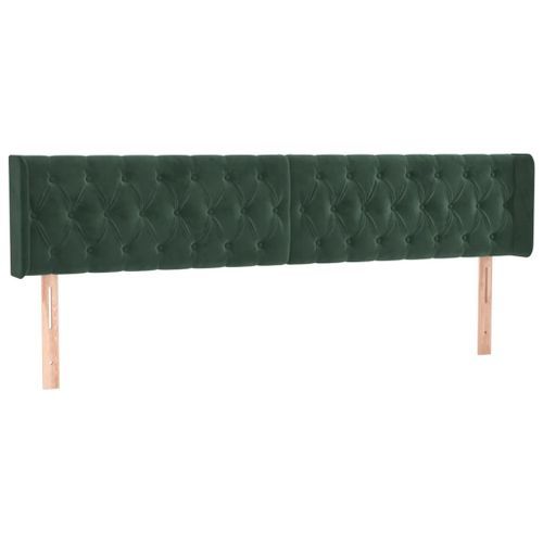 Tête de lit avec oreilles Vert foncé 183x16x78/88 cm Velours - Photo n°2; ?>