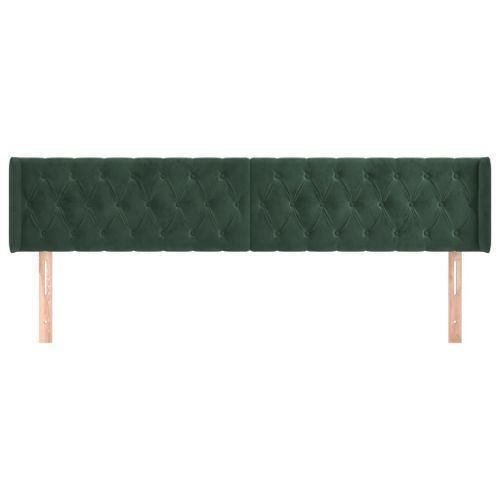 Tête de lit avec oreilles Vert foncé 183x16x78/88 cm Velours - Photo n°3; ?>