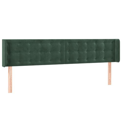 Tête de lit avec oreilles Vert foncé 183x16x78/88 cm Velours - Photo n°2; ?>