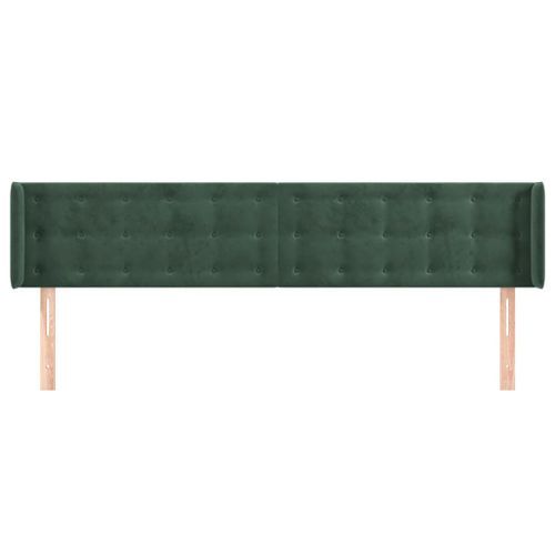 Tête de lit avec oreilles Vert foncé 183x16x78/88 cm Velours - Photo n°3; ?>