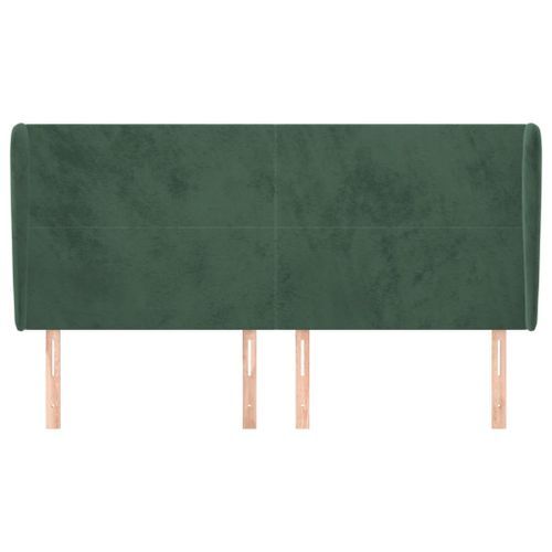 Tête de lit avec oreilles Vert foncé 183x23x118/128 cm Velours - Photo n°3; ?>