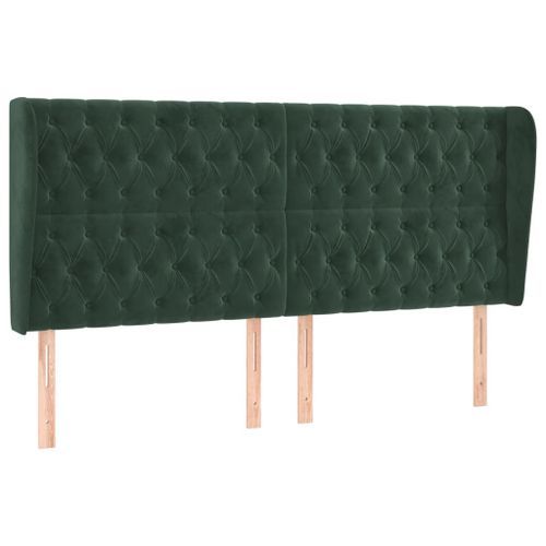 Tête de lit avec oreilles Vert foncé 183x23x118/128 cm Velours - Photo n°2; ?>