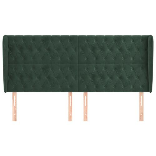 Tête de lit avec oreilles Vert foncé 183x23x118/128 cm Velours - Photo n°3; ?>