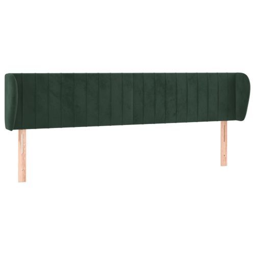 Tête de lit avec oreilles Vert foncé 183x23x78/88 cm Velours - Photo n°2; ?>