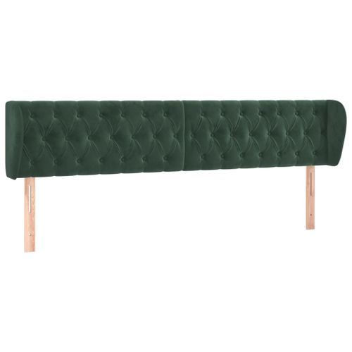 Tête de lit avec oreilles Vert foncé 183x23x78/88 cm Velours - Photo n°2; ?>