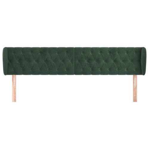 Tête de lit avec oreilles Vert foncé 183x23x78/88 cm Velours - Photo n°3; ?>