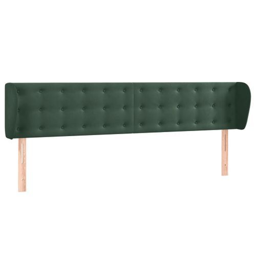 Tête de lit avec oreilles Vert foncé 183x23x78/88 cm Velours - Photo n°2; ?>