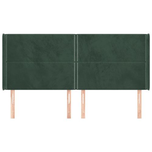 Tête de lit avec oreilles Vert foncé 203x16x118/128 cm Velours - Photo n°3; ?>